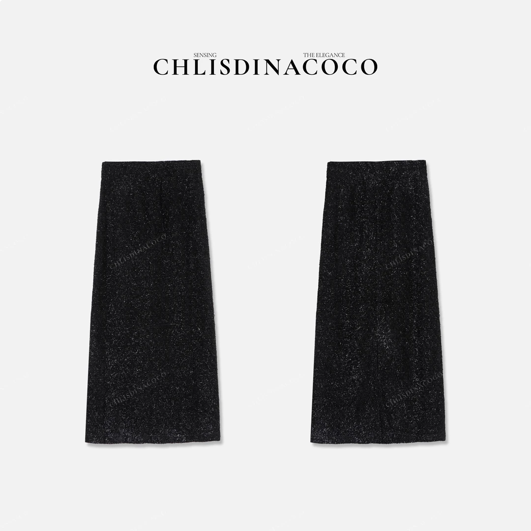 Chlisdinacoco丨“青松落葉”细闪高腰设计感长裙C01916CQ243