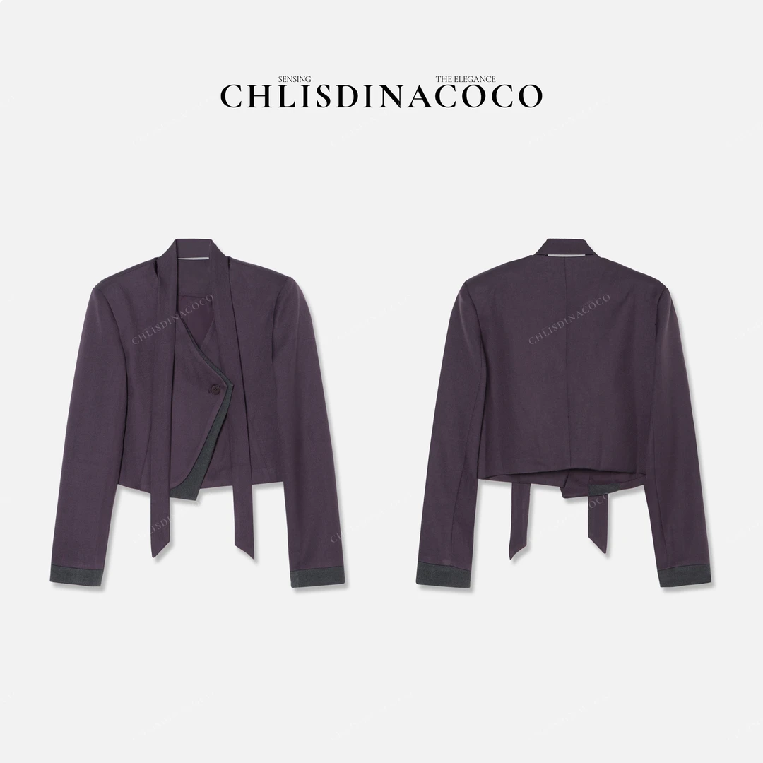 Chlisdinacoco丨"斓胤璧月"撞色不规则短款西装C66033WT243
