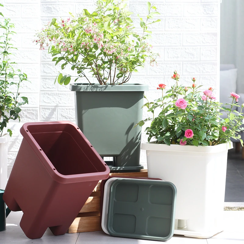 【滑轮种植箱】家庭庭院大号花箱花盆加深种果树带轮户外种菜专用盆