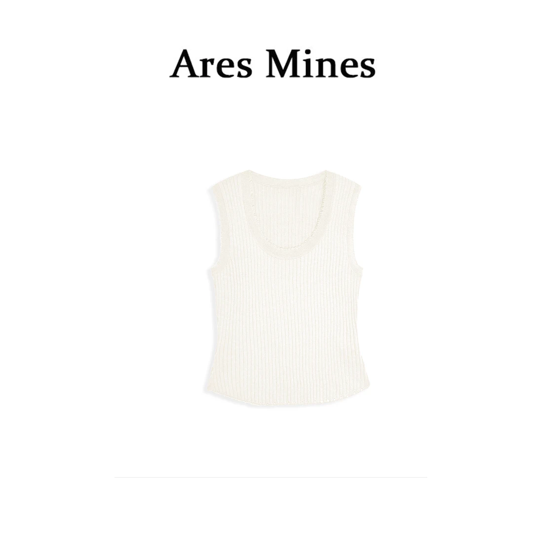 【盛朗熙Ares Mines】 流苏破洞设计感圆领软糯坑条无袖背心