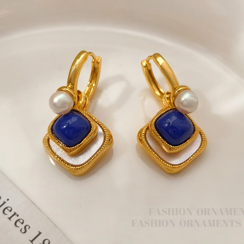 铜合金耳饰 复古简约撞色几何耳扣一款多戴耳环新款时尚耳饰2446