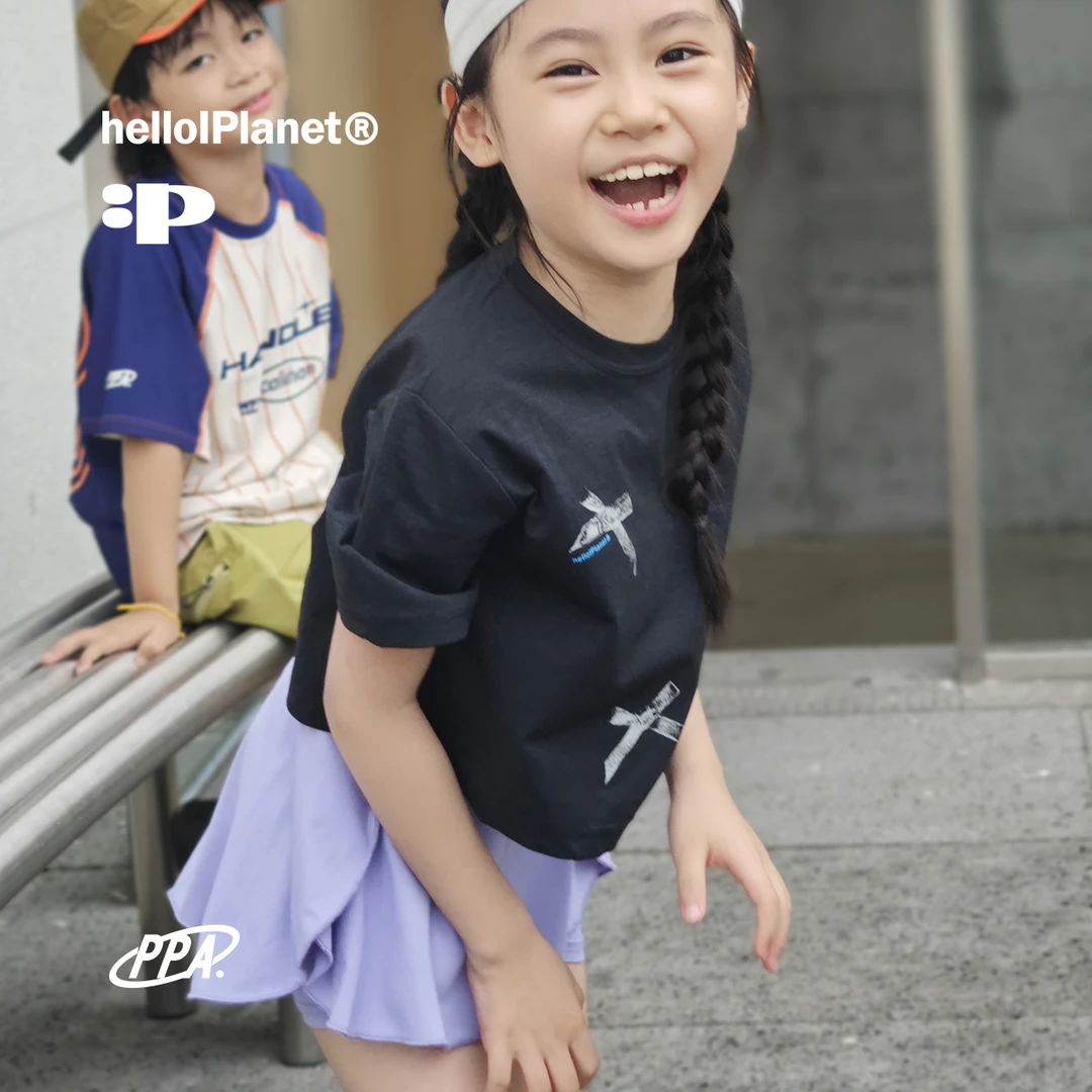 ppapa 现货蝴蝶结海绵棉短袖T恤夏季透气儿童轻便女童 713122