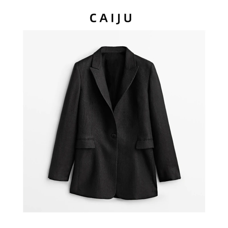 【CAIJU/2024】深圳南油设计师高端定制100%醋酸麻中长款西装外套