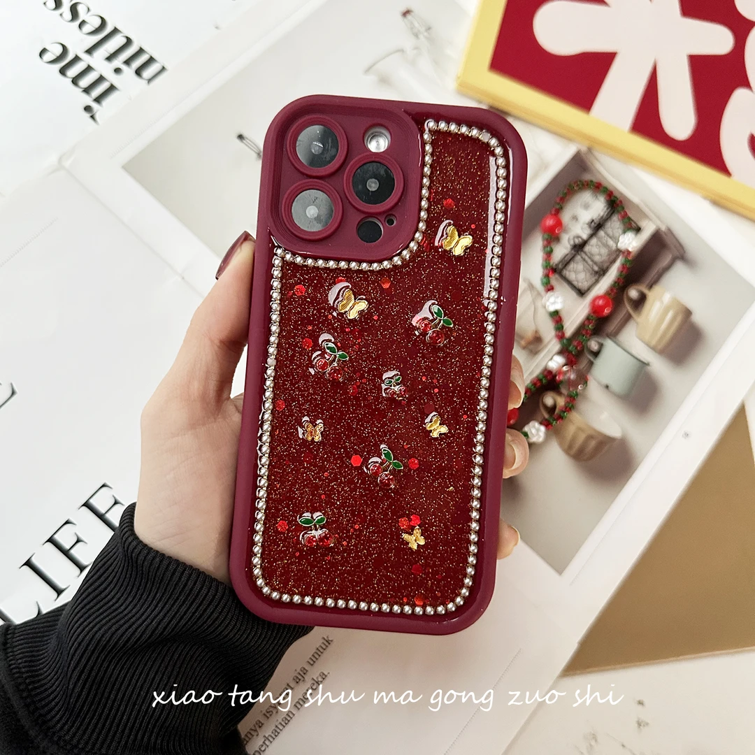 ins小清新女款红防摔手机壳适用苹果iPhone华为荣耀OPPOvivo小米