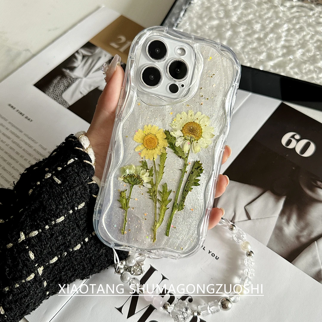ins小众网红羽纱立体真花手机壳苹果华为荣耀OPPOvivo小米iPhone