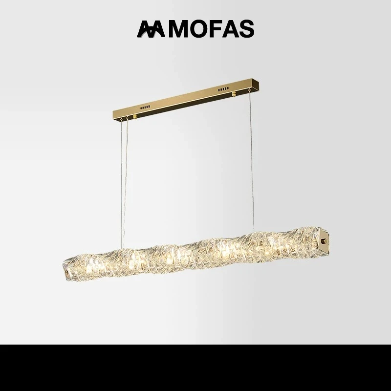 MOFAS北欧后现代客厅餐桌创意设计师餐厅吧台轻奢大气长水晶吊灯