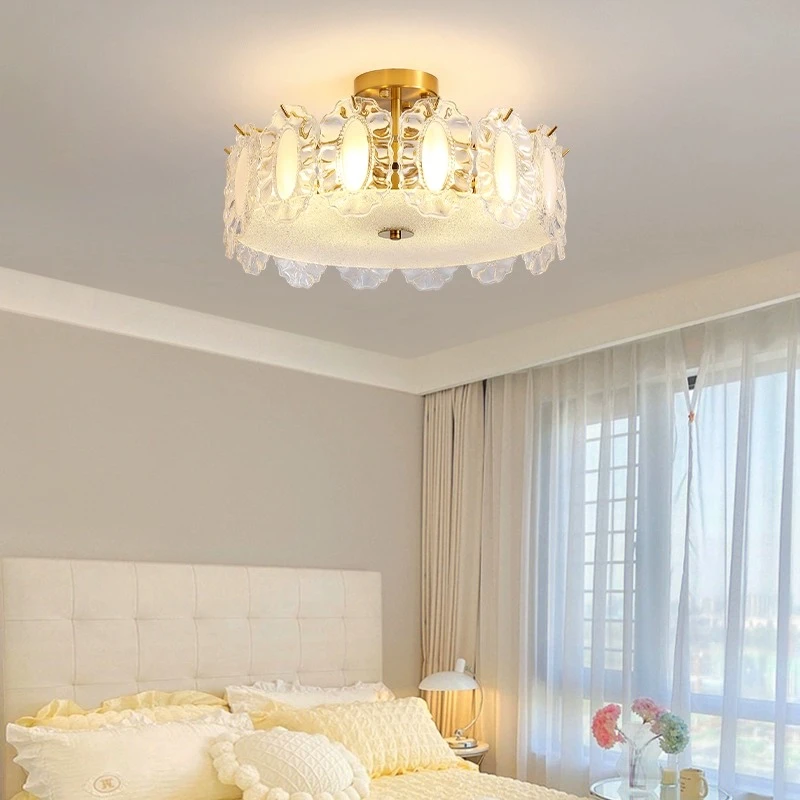 法式复古水晶卧室吊灯北欧简约客厅餐厅吸顶灯房间灯创意贝壳灯具