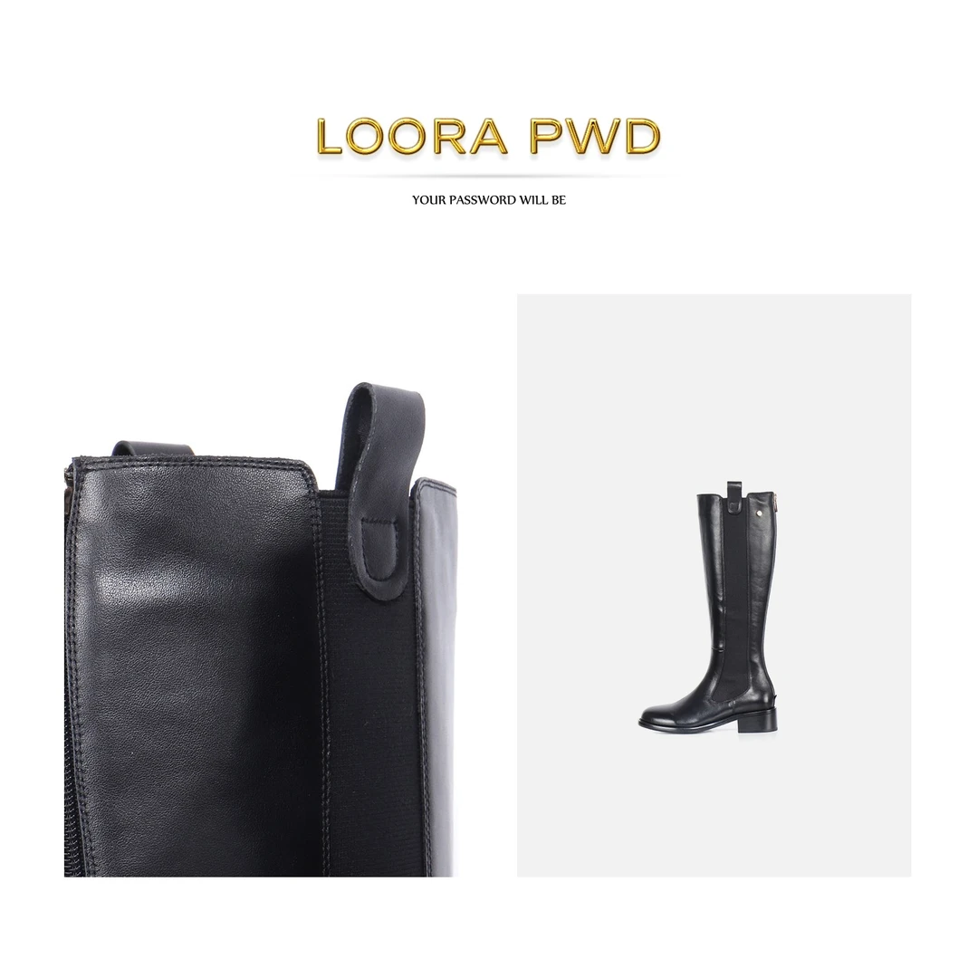 LOORAPWD罗拉密码秋季时尚长筒时装靴黑色加绒长靴23CJDX0006N