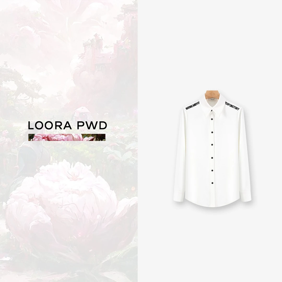 LOORAPWD/罗拉密码春季新款黑色字母设计百搭简约衬衣23CLAH0013N