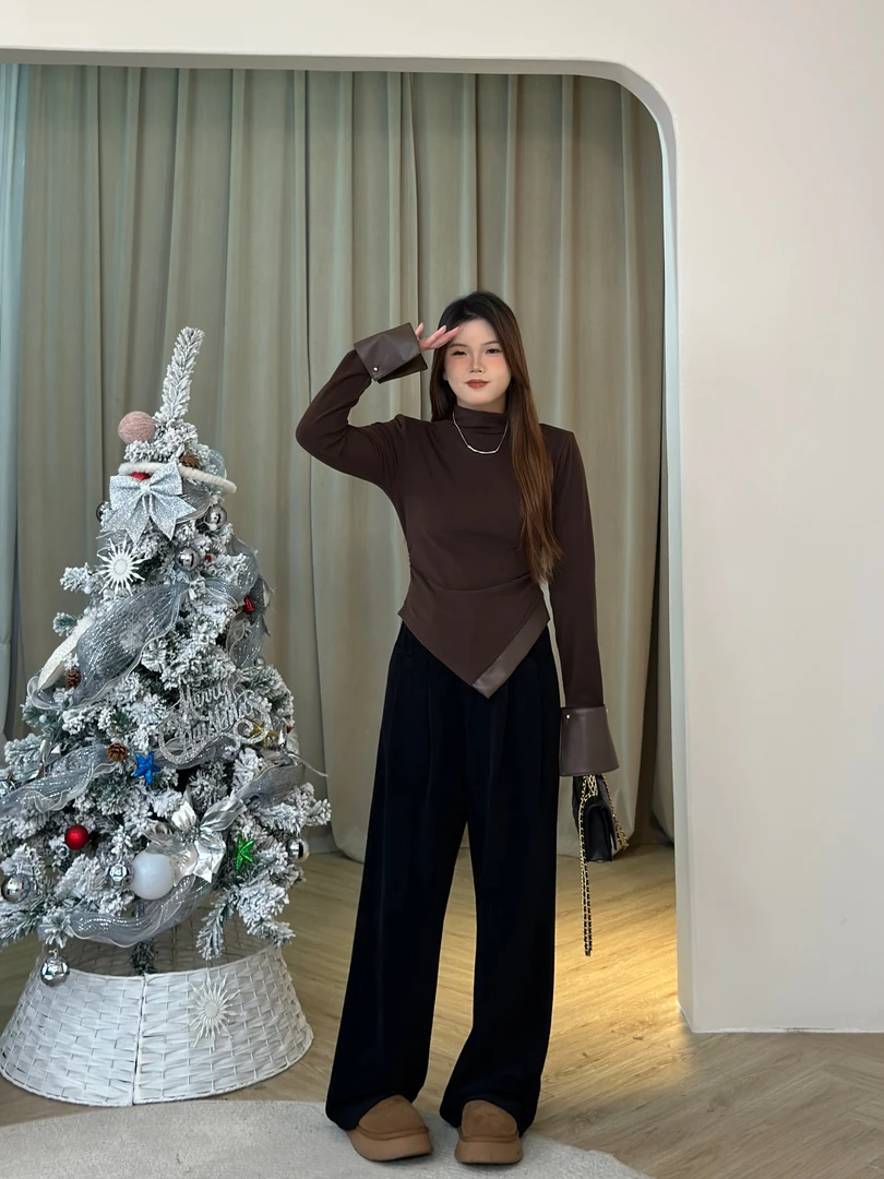 《洋洋定制》雪尼尔阔腿裤秋冬季灯芯绒拖地裤直筒高腰垂感休闲裤