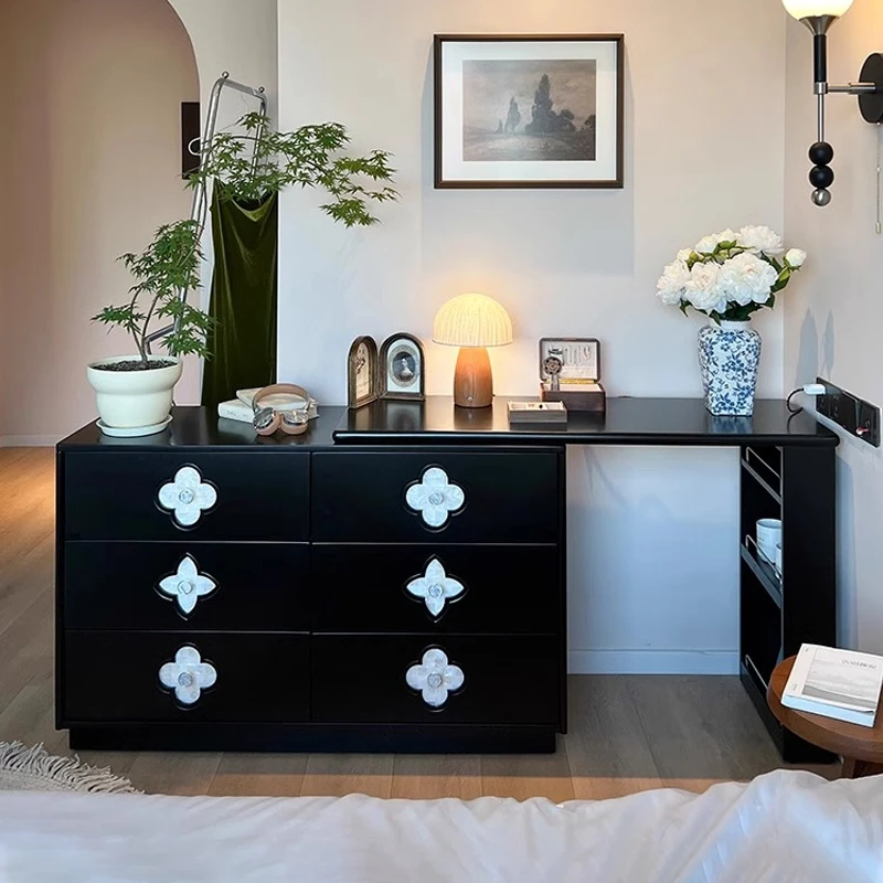 时尚法式复古梳妆台六斗柜一体卧室小户型简约现代书桌收纳化妆桌