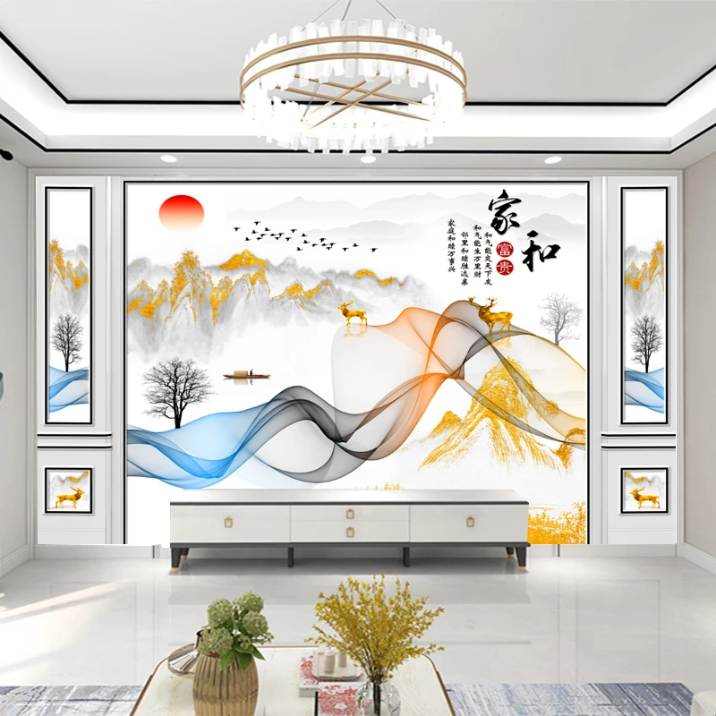 【金山银山】电视客厅餐厅背景】环保立体丝绸印花3D 竹木纤维板