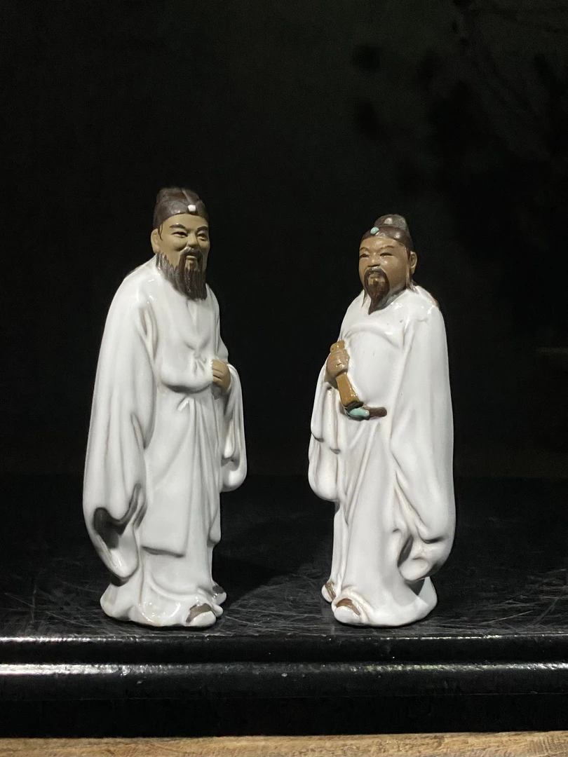 盆景渔缸历史人物摆件一套2人高13厘米