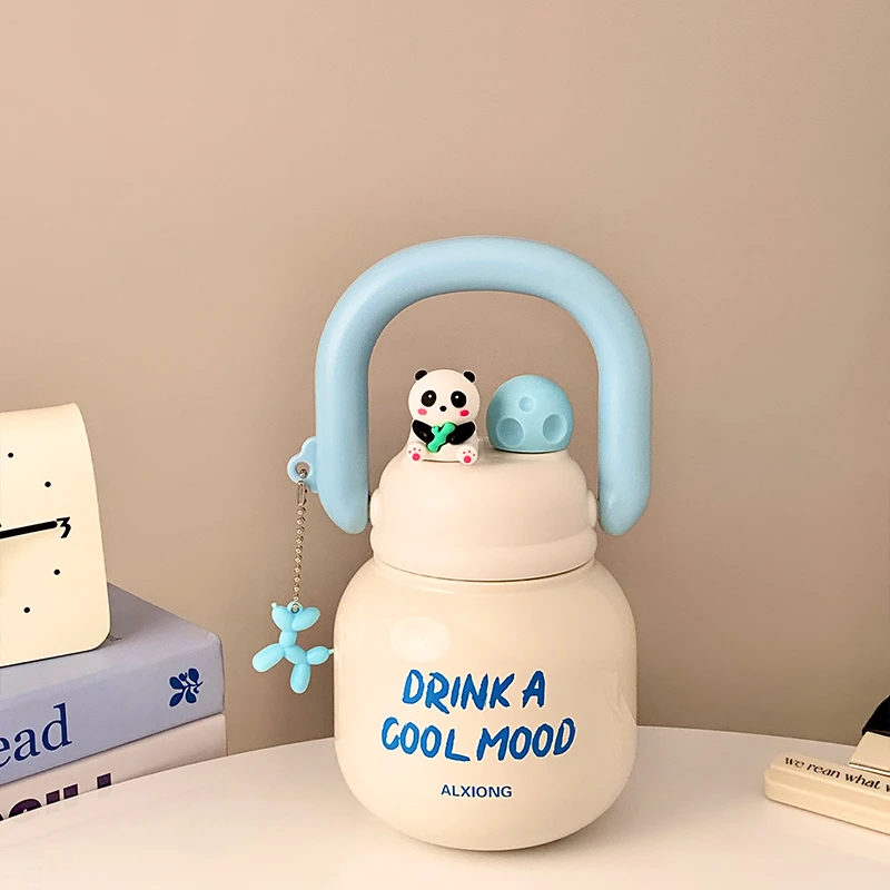 316不锈钢熊猫拎拎壶大肚杯女高颜值保温杯学生双饮口手提水杯子