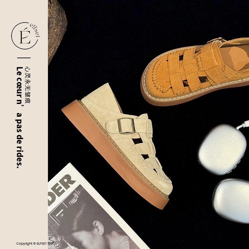 ÉLFSET | 元气微甜~文艺复古风厚底增高单鞋一脚蹬百搭休闲鞋