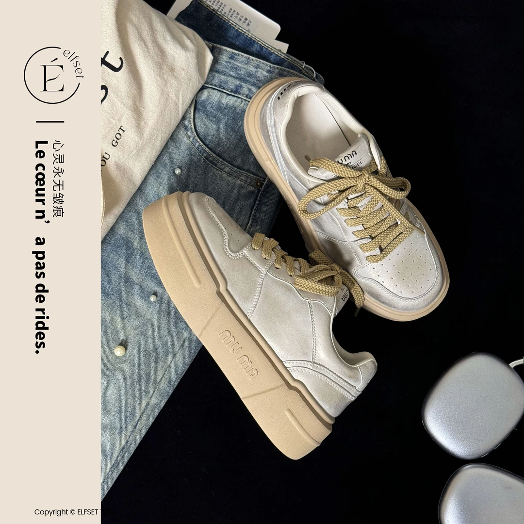 ÉLFSET | 仲夏海岛～夏季新款厚底透气休闲百搭运动拼色小白板鞋女