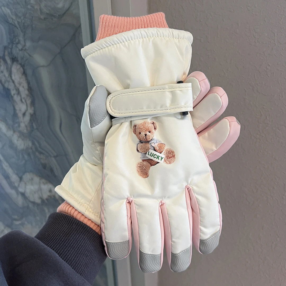 触屏滑雪手套冬季女加绒加厚保暖防风防寒防水学生户外骑行五指潮