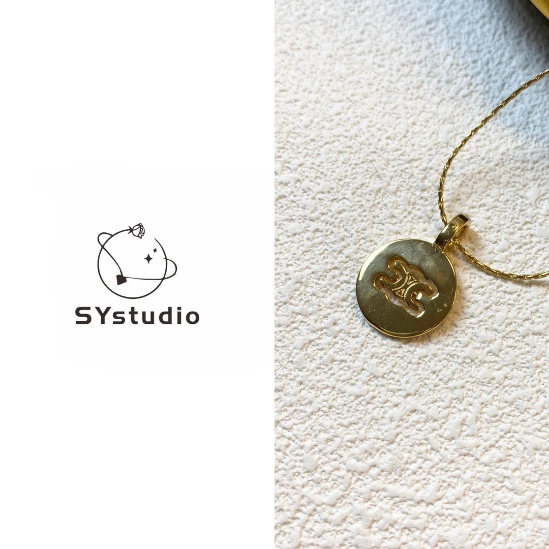 铜合金项链 【金色盾牌】时尚百搭双面长链