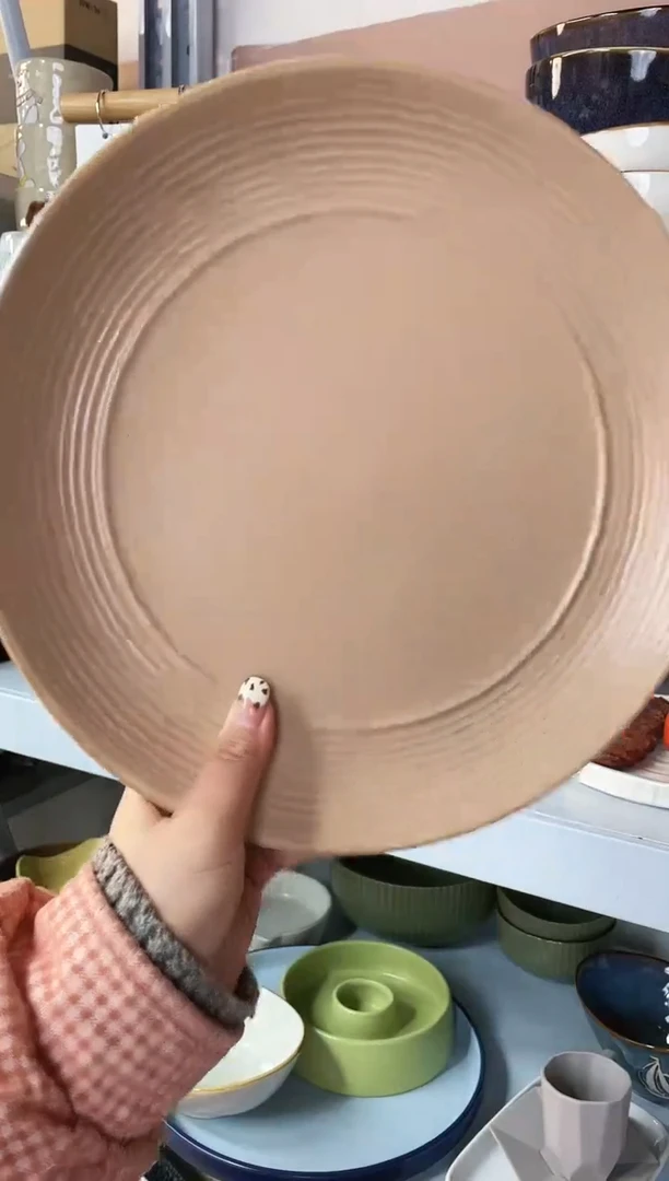 【闪购商品】瓷盘橘粉大盘1个