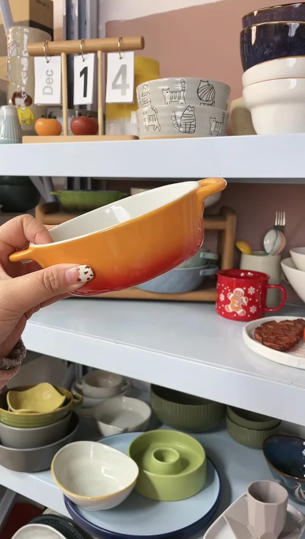 【闪购商品】瓷盘酷彩橘色碗1个