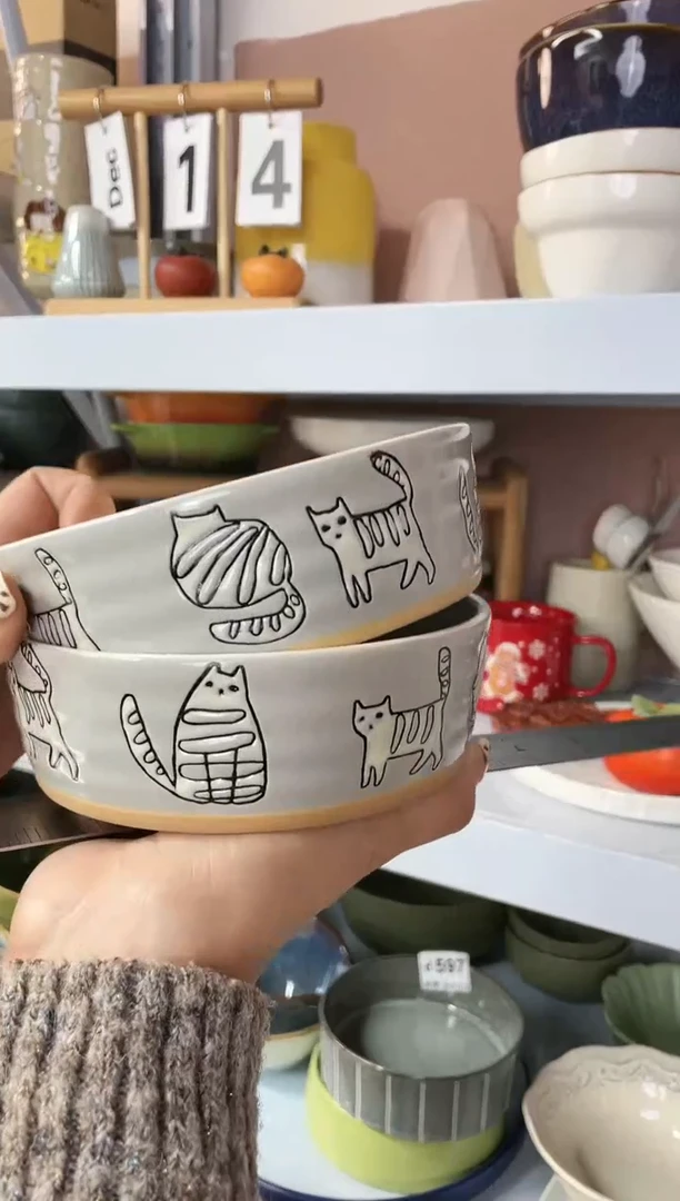 【闪购商品】瓷盘猫咪小碗2个微瑕