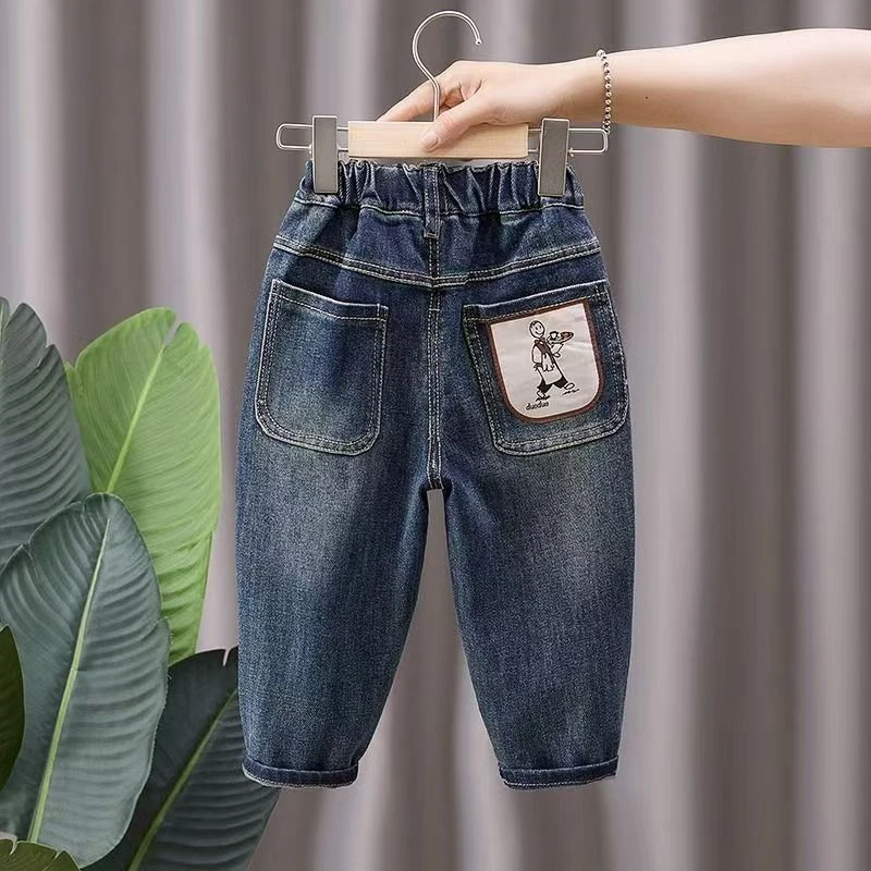 童春秋季2024新款儿童洋气百搭宝宝牛仔裤小童男孩宽松韩版老爹裤