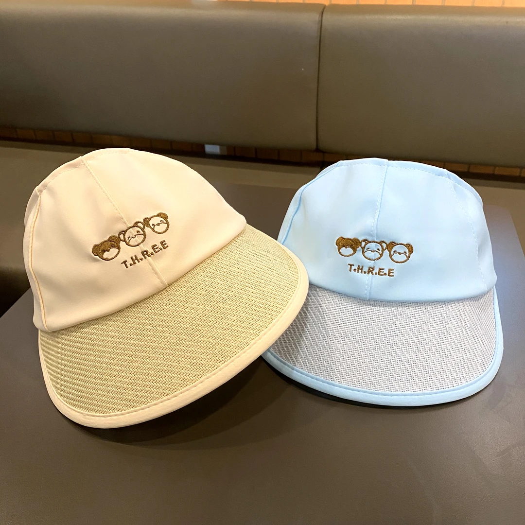 儿童帽子夏季女童可扎马尾空顶鸭舌帽男孩遮阳帽薄款大檐太阳帽潮