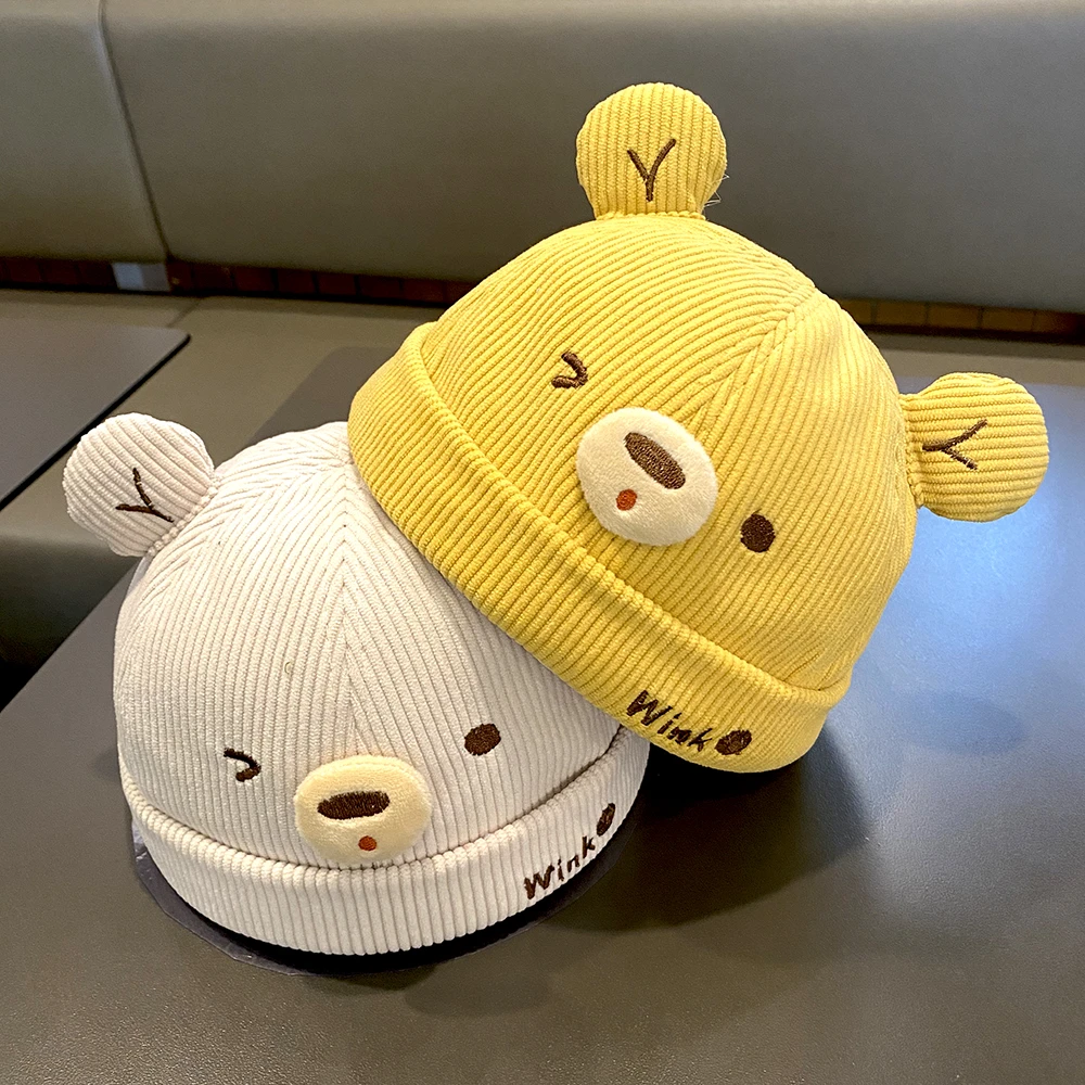 宝宝帽子春秋卡通可爱小熊防风瓜皮帽男女儿童秋冬超萌保暖地主帽