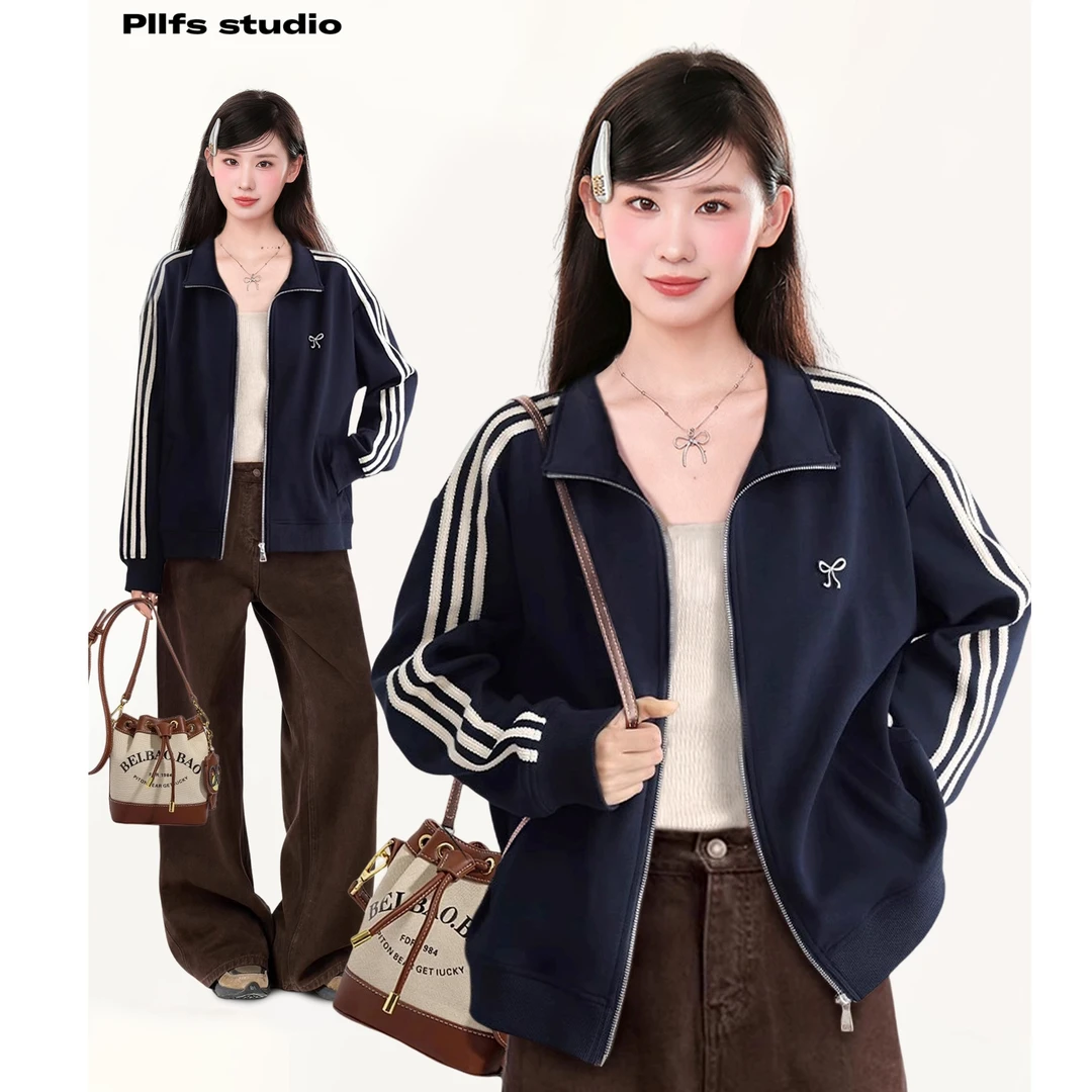 韩系立领拉链卫衣休闲棒球服外套女2024秋季新款时尚宽松洋气开衫