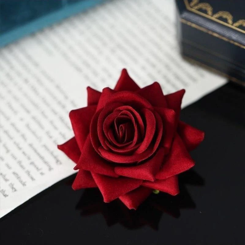 玫瑰氛围法式侧边时尚仿真花朵发夹头饰气质发卡小众红色发饰夹子