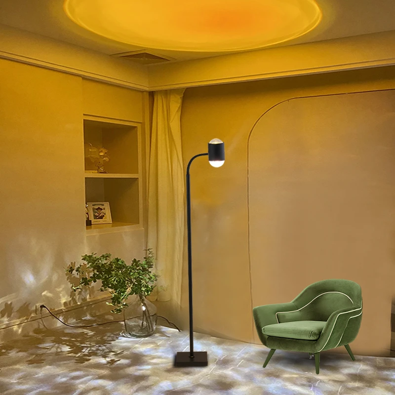 网红日落投影灯客厅拍照补光落地灯卧室直播背景水波纹夕阳氛围灯