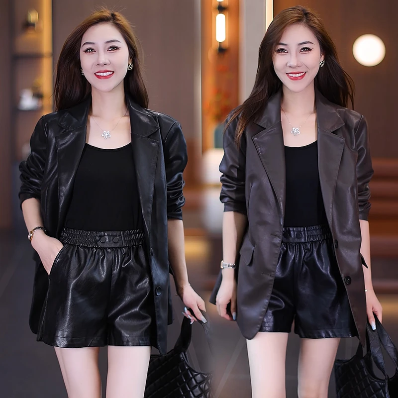 高级感时尚皮衣女士2025年新款秋季百搭休闲气质显瘦西装外套显瘦