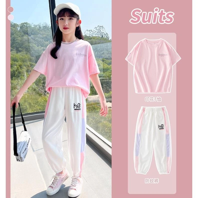 FAVMARTHA女童运动套装2025新款洋气时髦短袖儿童休闲夏季大童夏