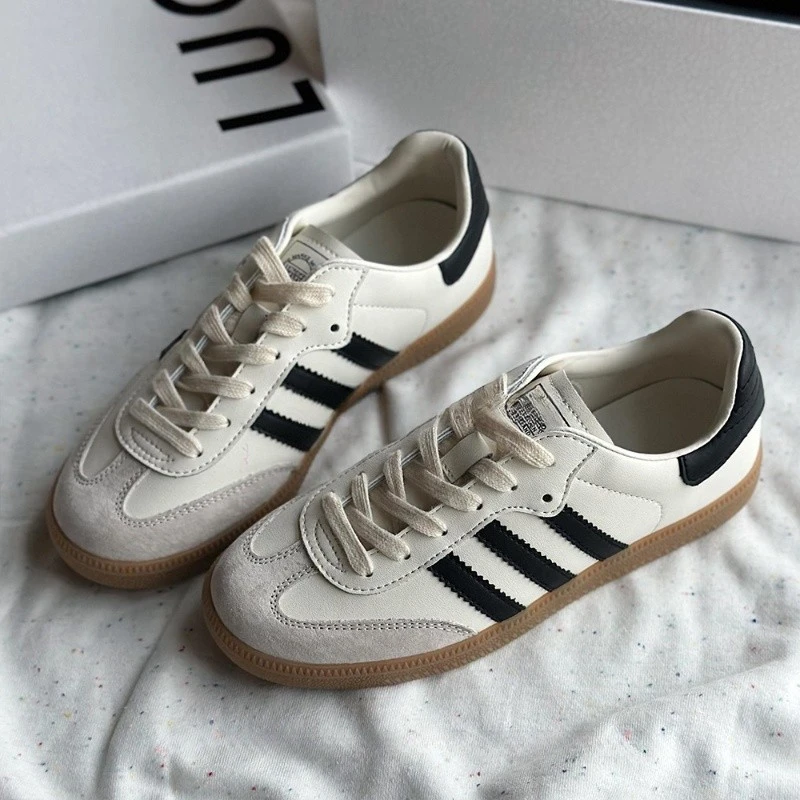 复古德训鞋女2025年春季新款平底百搭小白鞋透气运动休闲超火女鞋