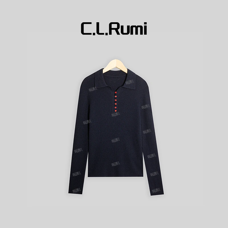 【Rumi时装】“订单款”显瘦保暖单排扣翻领毛衫上衣6212my