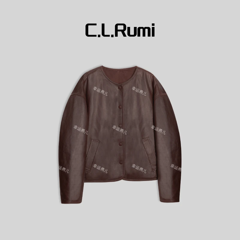 【燕子优选】“赭石棕” 双面皮鹅绒冬款加厚保暖皮衣羽绒服6322wt