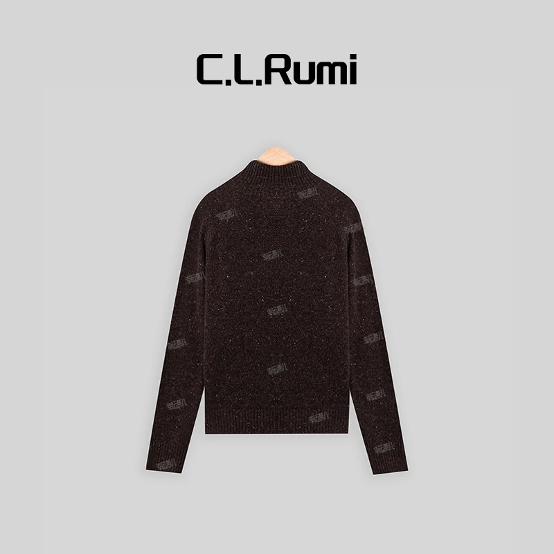 【Rumi女装】“璀璨星空”半高领长袖百搭宽松夹花羊毛上衣6042my