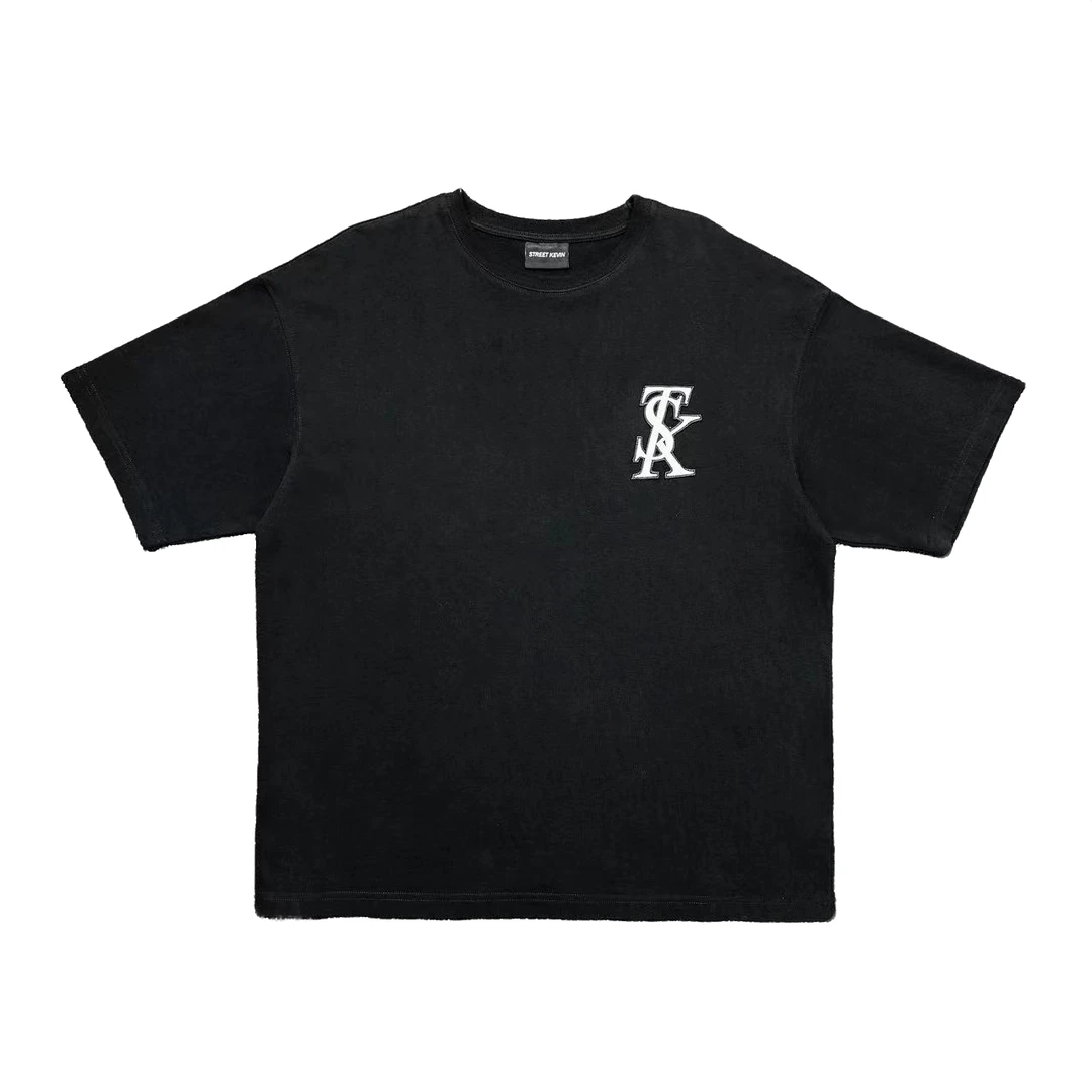 Street Kevin 纯色STK绣花短袖T恤宽松男女潮牌t恤