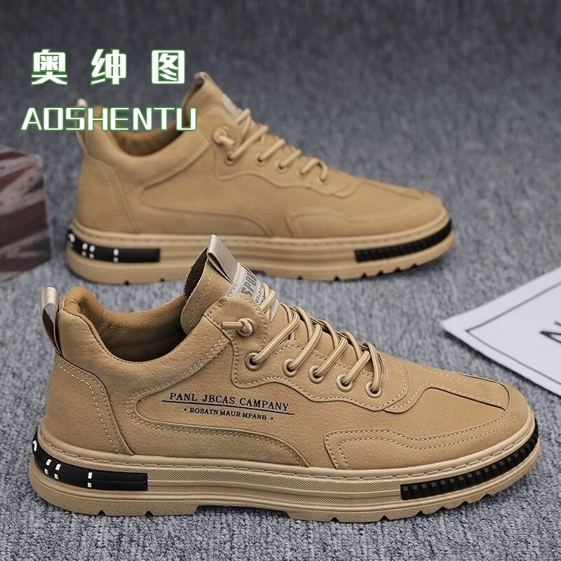 【奥绅图】男鞋2024春秋透气工装鞋子男百搭防滑运动休闲板鞋老爹鞋