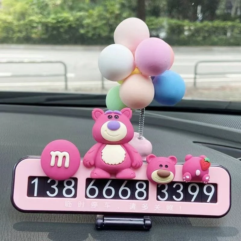 临时停车号码牌草莓熊可爱女挪车移车载摆件电话牌