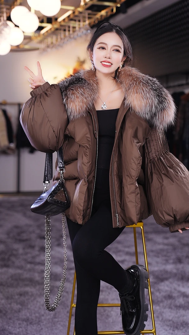 YJ【邢邢推荐】羽绒服鹅绒女外套99636-2时尚冬季轻奢气质【防寒】