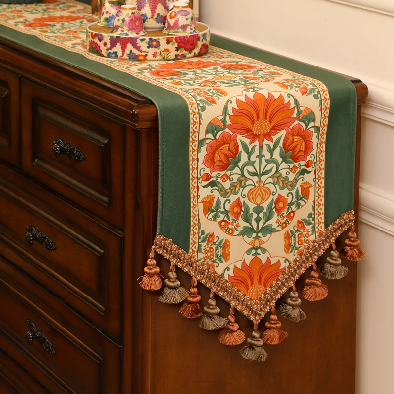 新款桌旗美式轻奢桌布法式田园斗柜茶几盖布高级氛围感简约欧式