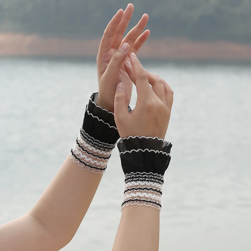 夕阳一刻蕾丝百搭护腕时尚露指透气薄款假袖子夏天装饰女手套韩版