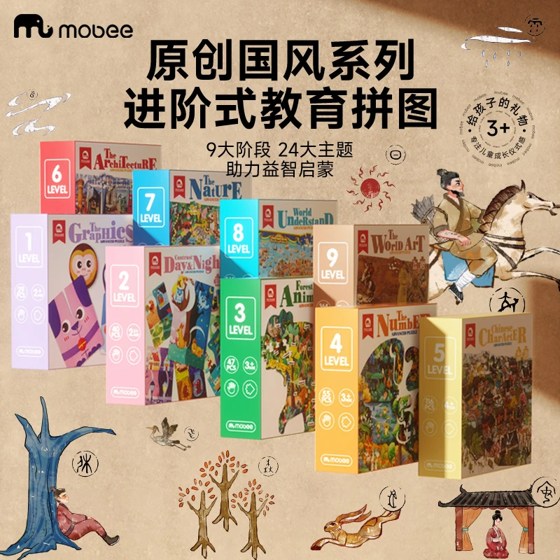 MOBEE儿童拼图进阶益智男孩女孩宝宝幼儿玩具多年龄段随即两款