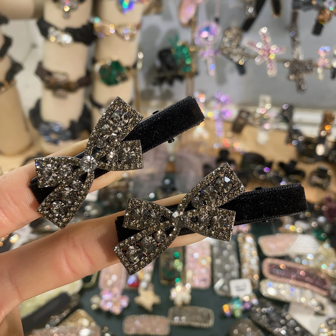 Y0052-轻奢ins风--蝴蝶结-侧边刘海-对夹-鸭嘴夹≈6CM