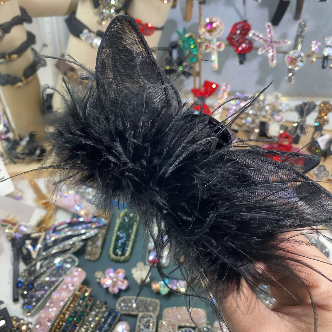 Z0259-韩版-黑色-毛毛-大抓夹