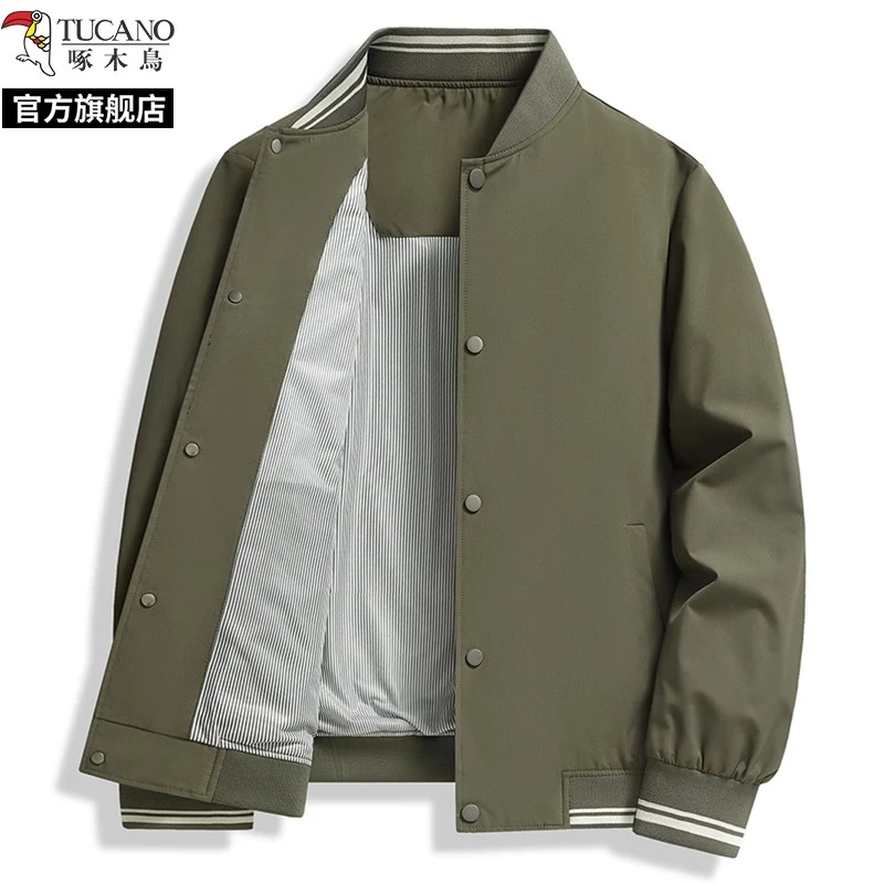 啄木鸟男士新款棒球领舒适休闲潮流防风立领百搭商务风夹克外套