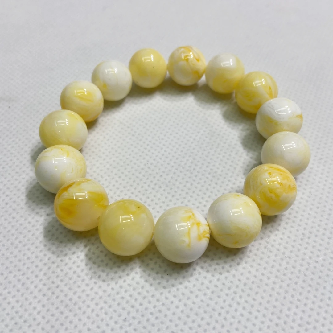 14mm瓷白圆珠手串手链时尚轻奢素圈气质男女款B04