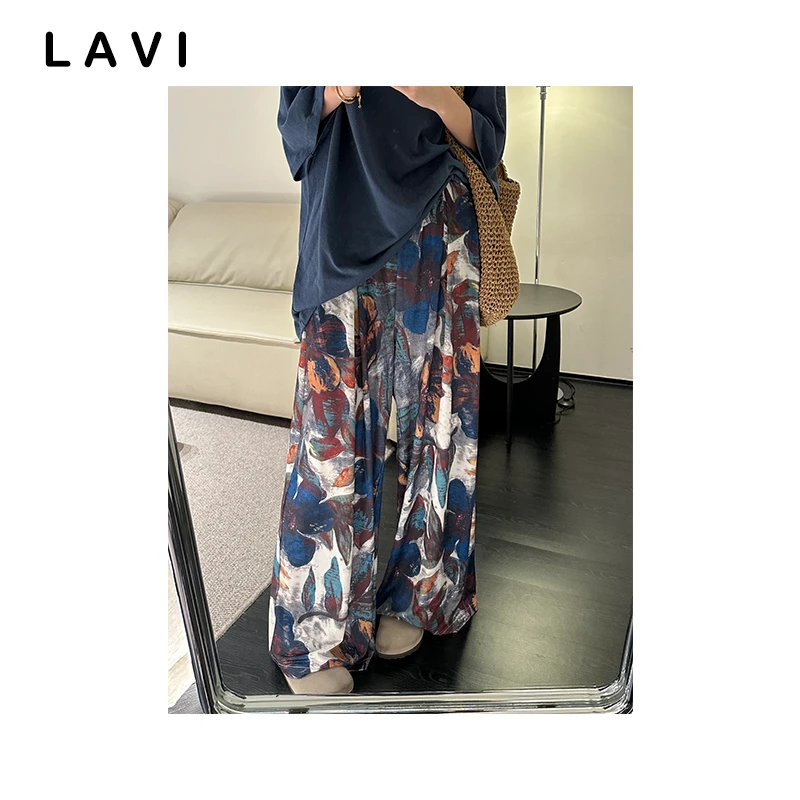 尼古拉斯 复古色染轻薄舒适直筒拖地裤  2604-4