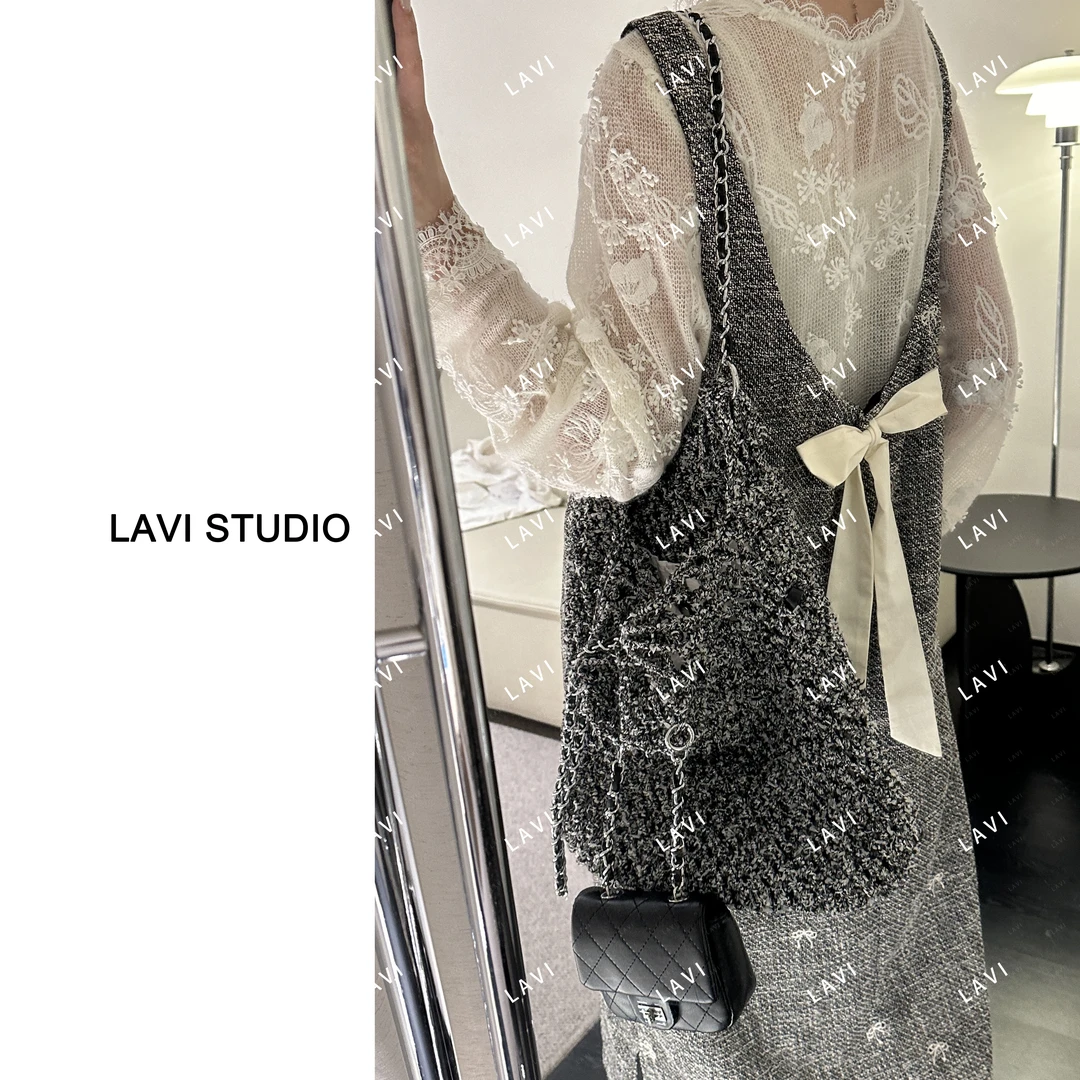 蝴蝶之舞 宽松连衣裙气质复古法式中长款秋季连衣裙 2976